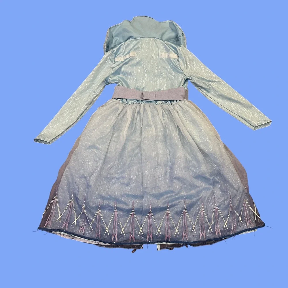 Disney Frozen 2 Elsa Costume Dress Girls Sz 5/6 Blue Purple Travel Gown Sparkle - Picture 2 of 5